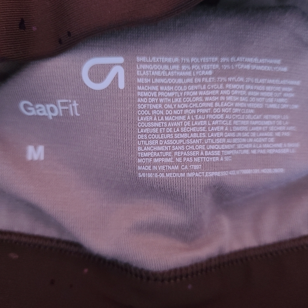 Gap Fit Burgundy Zip Front Sports Bra M - Picture 4 of 4